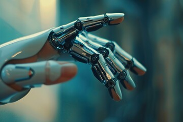 A Science people robotic intelligence cyborg finger