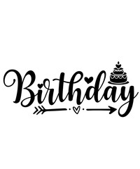 Happy Birthday typography design on plain white transparent isolated background for card, shirt, hoodie, sweatshirt, apparel, tag, mug, icon, poster or badge