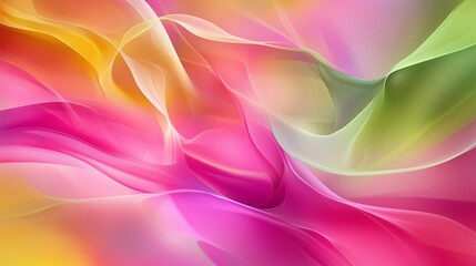Obraz premium A vibrant abstract background with flowing shapes in shades of pink, yellow, and green. Used to assemble products and display products.