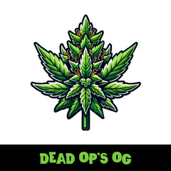 Vector Illustrated Dead OP's OG Cannabis Bud Strain Cartoon