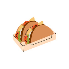 Ground beef tacos. Traditional Mexican street fast food. Vector illustration.