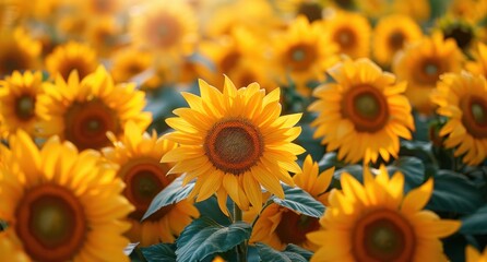 Fototapeta premium Sunflowers Field on a Sunny Day