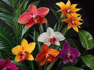 red and yellow orchids
