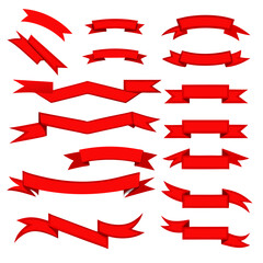 Ribbon banner flat vector set on a isolated white background (13)