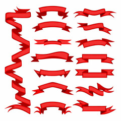 Obraz premium Ribbon banner flat vector set on a isolated white background (7)