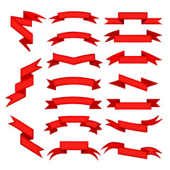 Ribbon banner flat vector set on a isolated white background (12)