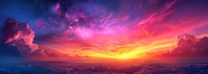 Fototapeta premium Vibrant Sunset Above the Clouds