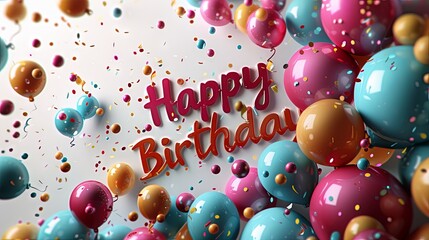 A photo of a cheerful "Happy Birthday" banner complemented by colorful decorations, all captured in full ultra HD against a white backdrop 