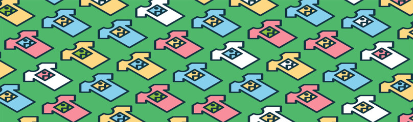 Fototapeta premium Isometric t-shirt pattern. Print on demand service banner. Tees with prints banner.