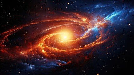 Black hole in universe, wormhole and stars in outer space. Galaxy center with big black hole in deep cosmos.  