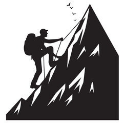 A man climbing mountain  Mountain illustration vector