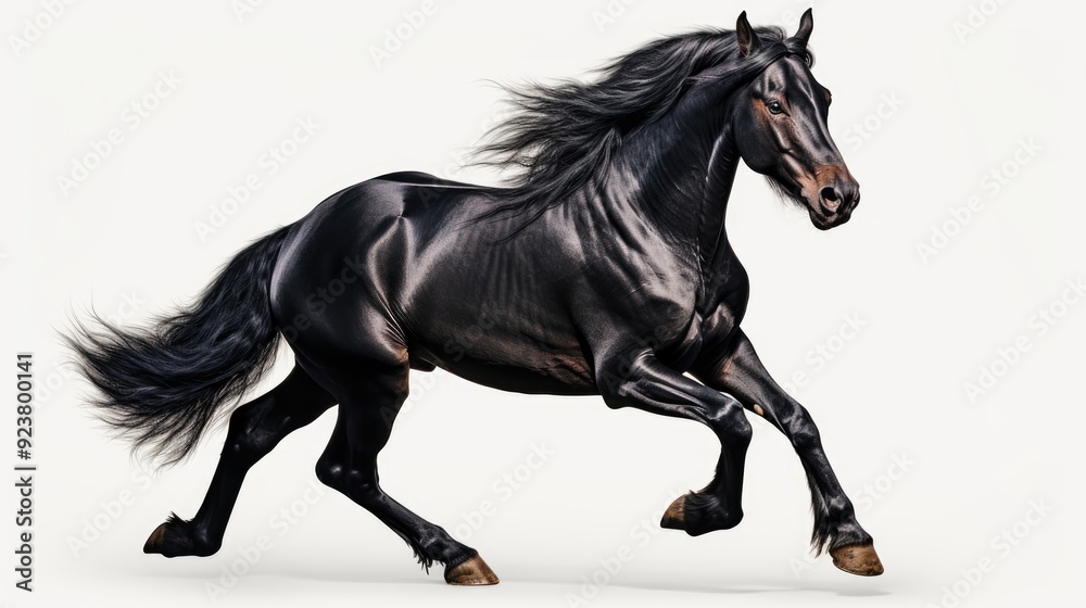 Wall mural black horse isolated on white