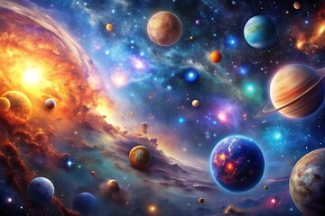 spazio incredibilmente bello e il suo spazio con stelle, pianeti e asteroidi.
