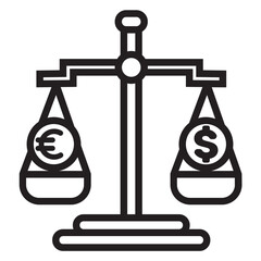 Line art finance scale icon logo vector illustration design, for business and finance symbol