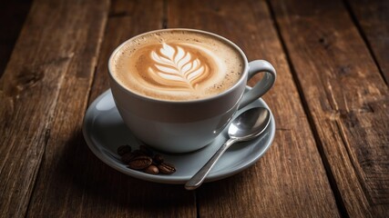 caf au lait coffee strong coffee mixed with hot milk served aesthetically in a wooden table