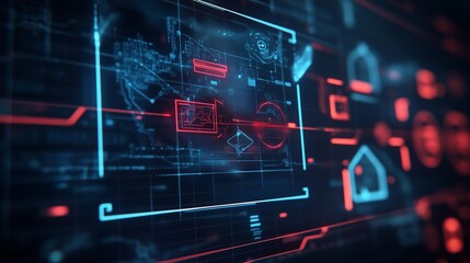 Digital interface displaying futuristic data visualizations and analytics in a high-tech environment