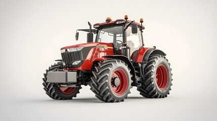 Obraz premium Modern Red Tractor on White Background.