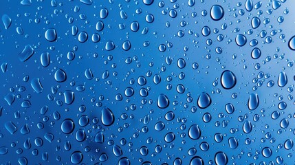 Mesmerizing Blue Water Droplet Pattern Backdrop, Showcasing Dynamic Fluid Movements and Reflective Surfaces in an Abstract Artistic Display