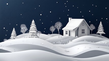 Fototapeta premium Winter White Vietnamese Papercraft: Detailed Assembly Process on Dark Blue Background