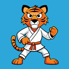 Naklejka premium tiger karate kimono judo taekwondo vector sport mascot