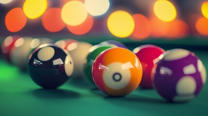 Colorful Pool Balls on Felt