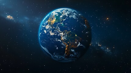 Fototapeta premium A distant view of Earth. Earth from Space.