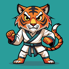 tiger karate kimono judo taekwondo vector sport mascot