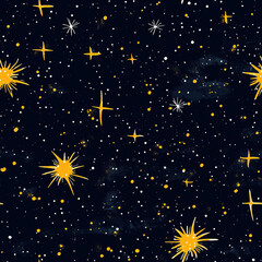 Fototapeta premium This captivating illustration showcases the vast beauty of outer space, featuring a dynamic array of planets, stars, and cosmic elements floating in the night sky. The artwork brings to life a mesmeri