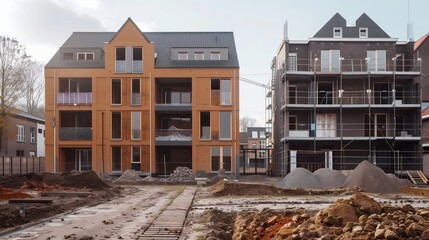 Construction site of a large apartment block