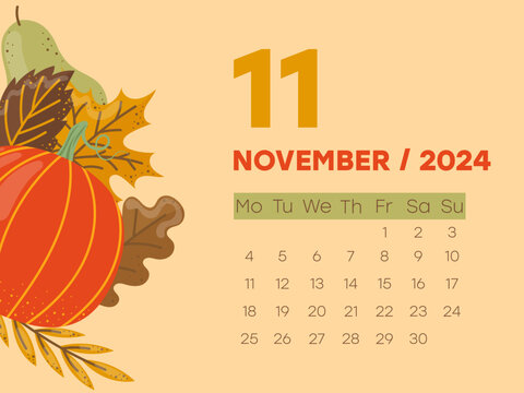 november calendar, autumn cozy calendar