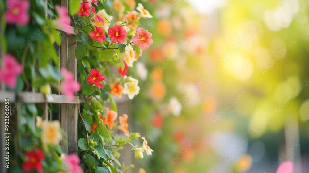 Sticker A flowering vine climbing up a trellis