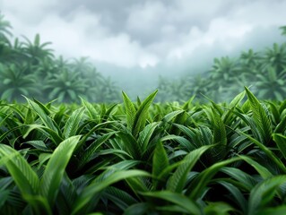 Fototapeta premium A hot, steamy jungle teeming with life, contrasted with a cold, desolate tundra, symbolizing vibrancy vs. starkness