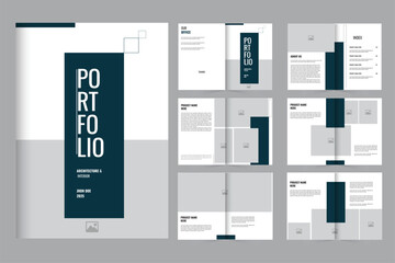 Clean minimal A4 Architecture or interior portfolio design template