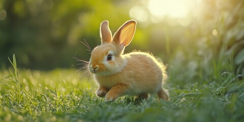 Energetic Rabbit in a Meadow