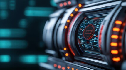 Naklejka premium Financial compliance, holographic audit process, futuristic business banking tools, digital workspace