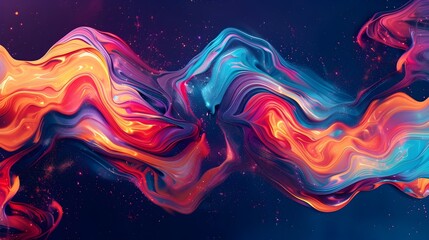 Abstract Liquid Swirls of Color with Glittering Background.