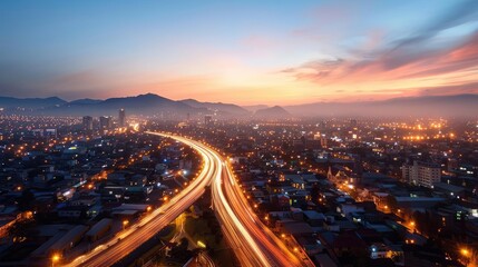 A bustling city increasing in population and lights, while a rural village decreases into stillness and darkness