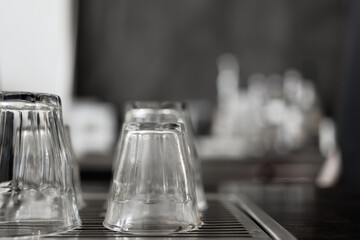 Close up empty shot glass for espresso