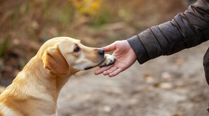 Friendly Interaction Between Dog and Owner