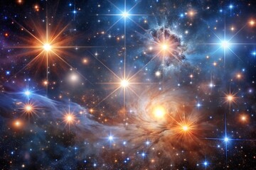 Obraz premium Christmas background with snow and stars with rays 