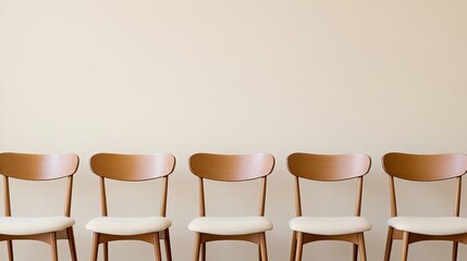 A row of department store chairs in neutral tones, offering a clean and minimalistic aesthetic.