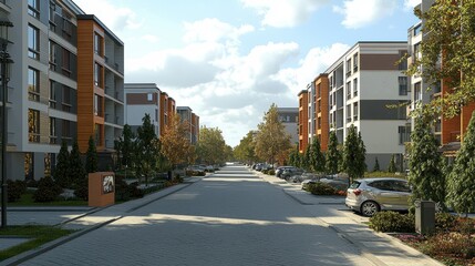  Street with modern residential buildings 