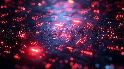 Obraz premium Abstract electronic circuit, tech digital background, computing system connectivity design 