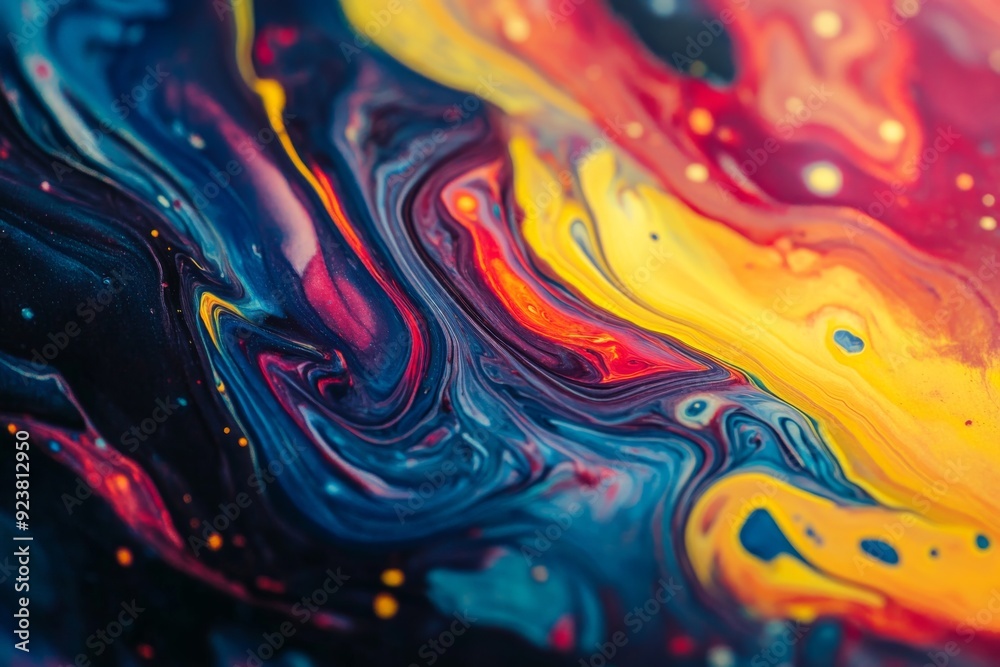 Poster vibrant hues intertwine in swirling patterns, creating a dynamic flow of colors reminiscent of abstr