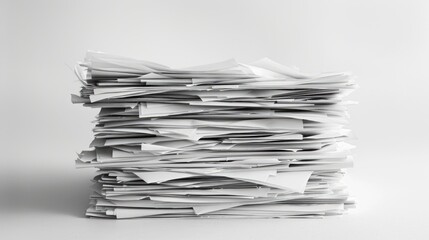 Stack of paper on white background