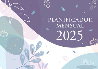 Calendario mensual 2025 en Español. Portada / Carátula