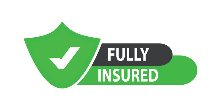 Licensed insured. Certification stamp. Flat design vector. Badge, icon, stamp. Icons with tick mark. Vector illustration
