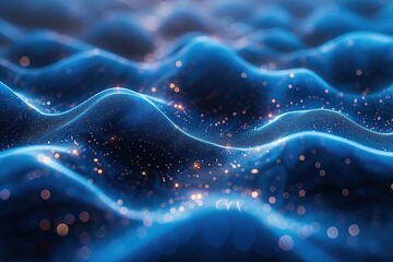 Abstract Blue Waves with Glittering Lights