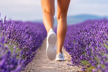 Tranquil walk vibrant lavender fields