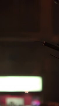 fire run or correfoc festival,barcelona spain in vertical